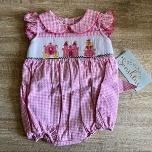 Souther sunshine smocked collared princess bubble